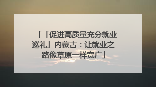 「促进高质量充分就业巡礼」内蒙古：让就业之路像草原一样宽广