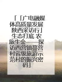 「广电融媒体高质量发展陕西采访行」生态打底 农旅生金——探访西营镇蔓营村省级旅游示范村的振兴密码