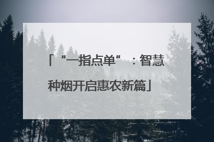 “一指点单”：智慧种烟开启惠农新篇