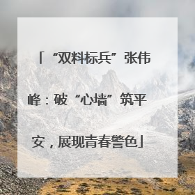 “双料标兵”张伟峰：破“心墙”筑平安，展现青春警色