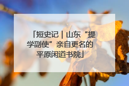 短史记｜山东“提学副使”亲自更名的平原闲道书院