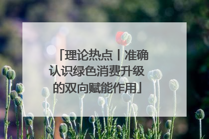 理论热点丨准确认识绿色消费升级的双向赋能作用