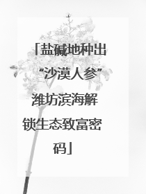 盐碱地种出“沙漠人参” 潍坊滨海解锁生态致富密码