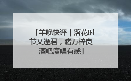 羊晚快评｜落花时节又逢君，睹万梓良酒吧演唱有感