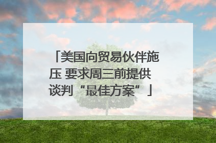 美国向贸易伙伴施压 要求周三前提供谈判“最佳方案”