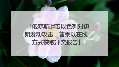 俄罗斯谴责以色列对伊朗发动攻击，普京以在线方式获取冲突报告