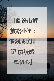 临汾市解放路小学：镌刻成长印记 赓续感恩初心