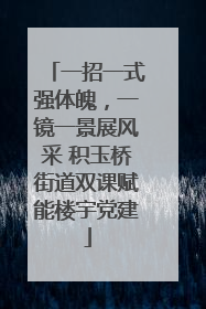 一招一式强体魄，一镜一景展风采 积玉桥街道双课赋能楼宇党建