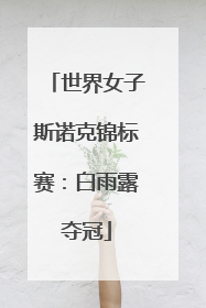 世界女子斯诺克锦标赛：白雨露夺冠