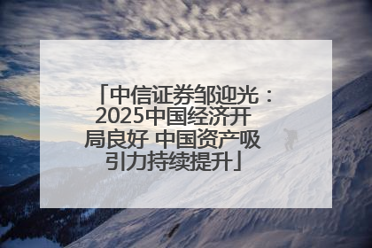 中信证券邹迎光：2025中国经济开局良好 中国资产吸引力持续提升