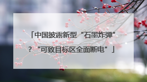 中国披露新型“石墨炸弹”？“可致目标区全面断电”