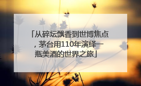 从碎坛飘香到世博焦点，茅台用110年演绎一瓶美酒的世界之旅