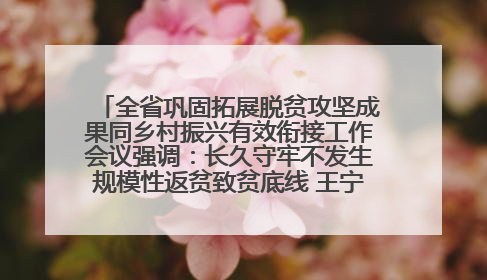全省巩固拓展脱贫攻坚成果同乡村振兴有效衔接工作会议强调：长久守牢不发生规模性返贫致贫底线 王宁出席并讲话 王予波主持