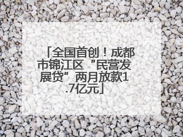 全国首创！成都市锦江区“民营发展贷”两月放款1.7亿元