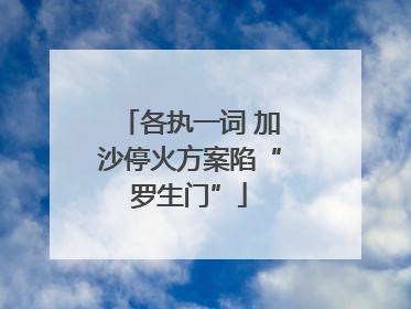 各执一词 加沙停火方案陷“罗生门”