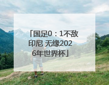 国足0：1不敌印尼 无缘2026年世界杯