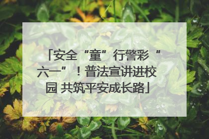 安全“童”行警彩“六一”！普法宣讲进校园 共筑平安成长路