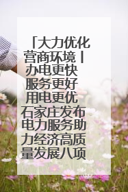 大力优化营商环境丨办电更快 服务更好 用电更优 石家庄发布电力服务助力经济高质量发展八项措施