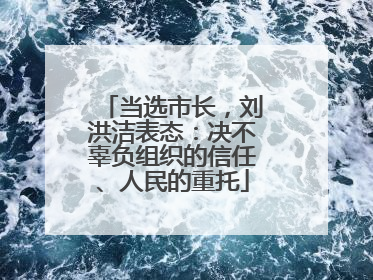 当选市长，刘洪洁表态：决不辜负组织的信任、人民的重托