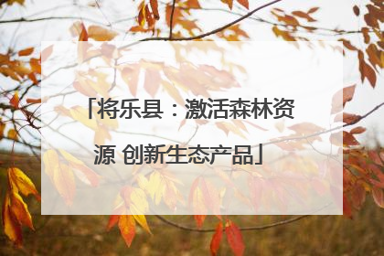 将乐县：激活森林资源 创新生态产品