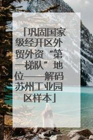 巩固国家级经开区外贸外资“第一梯队”地位——解码苏州工业园区样本