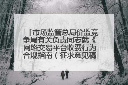 市场监管总局价监竞争局有关负责同志就《网络交易平台收费行为合规指南（征求意见稿）》答记者问