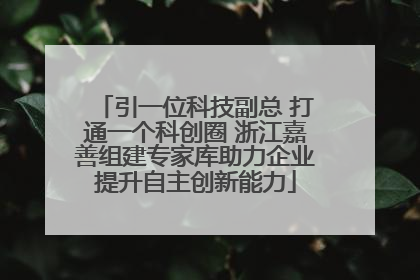 引一位科技副总 打通一个科创圈 浙江嘉善组建专家库助力企业提升自主创新能力