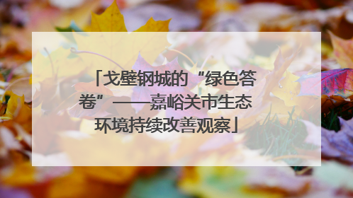 戈壁钢城的“绿色答卷”——嘉峪关市生态环境持续改善观察