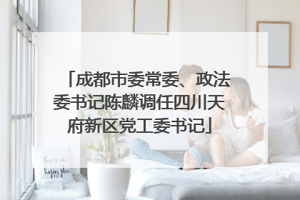 成都市委常委、政法委书记陈麟调任四川天府新区党工委书记