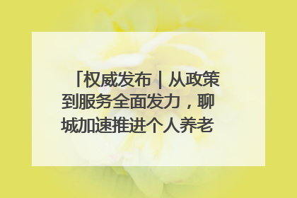 权威发布｜从政策到服务全面发力，聊城加速推进个人养老金制度落地