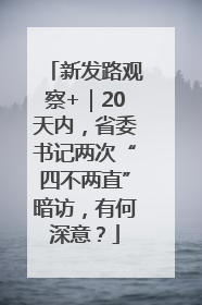 新发路观察+｜20天内，省委书记两次“四不两直”暗访，有何深意？