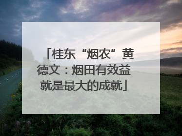 桂东“烟农”黄德文：烟田有效益就是最大的成就