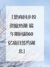 楚商回乡投资掀热潮 端午期间超60亿项目签约湖北