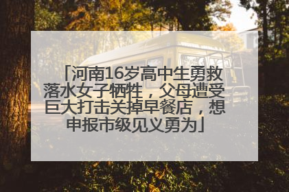 河南16岁高中生勇救落水女子牺牲，父母遭受巨大打击关掉早餐店，想申报市级见义勇为