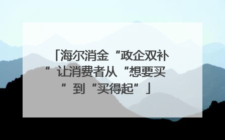 海尔消金“政企双补”让消费者从“想要买”到“买得起”