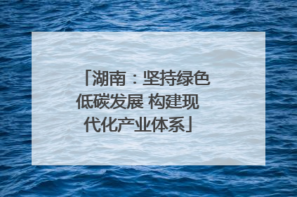 湖南：坚持绿色低碳发展 构建现代化产业体系