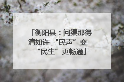 衡阳县：问渠那得清如许 “民声”变“民生”更畅通