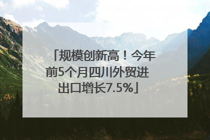 规模创新高！今年前5个月四川外贸进出口增长7.5%