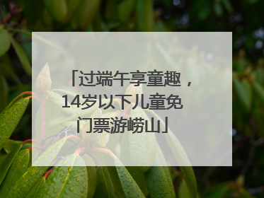 过端午享童趣，14岁以下儿童免门票游崂山