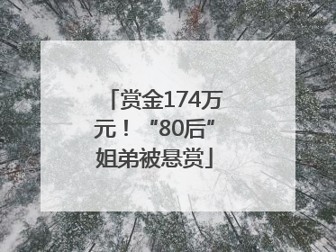 赏金174万元！“80后”姐弟被悬赏