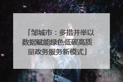 邹城市：多措并举以数据赋能绿色低碳高质量政务服务新模式
