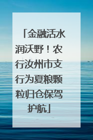 金融活水润沃野！农行汝州市支行为夏粮颗粒归仓保驾护航