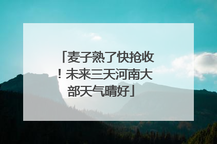 麦子熟了快抢收！未来三天河南大部天气晴好