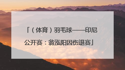 （体育）羽毛球——印尼公开赛：翁泓阳因伤退赛