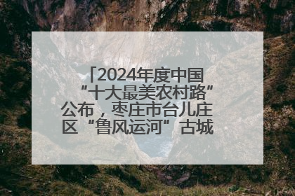 2024年度中国“十大最美农村路”公布，枣庄市台儿庄区“鲁风运河”古城文化廊道上榜！