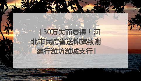 30万失而复得！河北市民跨省送锦旗致谢建行潍坊潍城支行